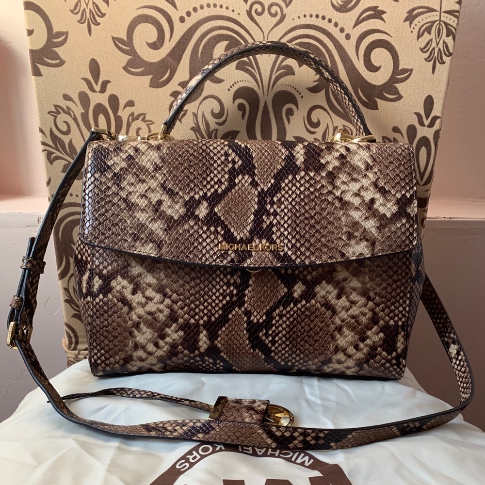 NWOT MICHAEL KORS AVA PHYTON EMBOSSED LEATHER